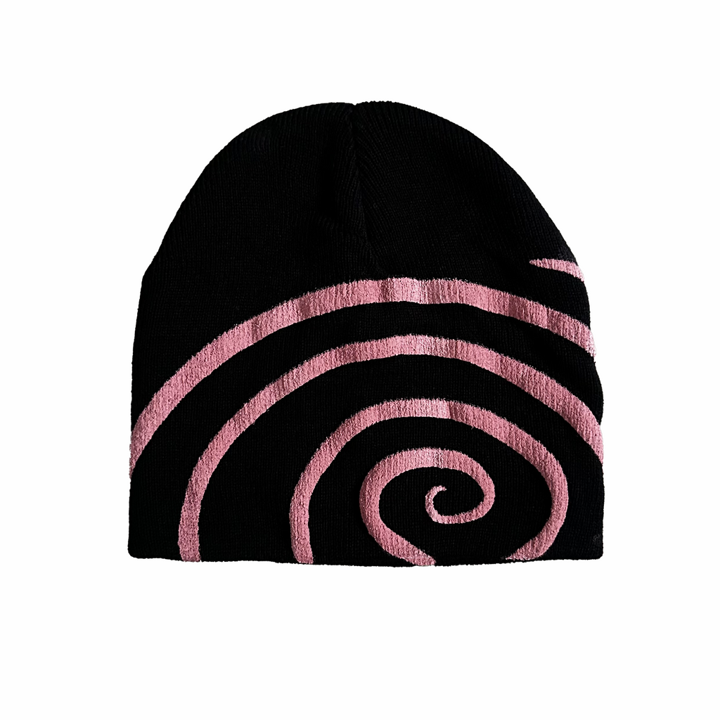 BONNET NOIR ET ROSE